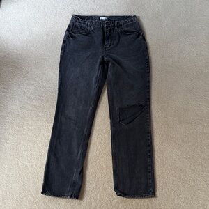 Good American high rise ripped knee jeans